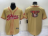 Men's San Francisco 49ers Gold Team Big Logo With Patch Cool Base Stitched Baseball Jersey,baseball caps,new era cap wholesale,wholesale hats